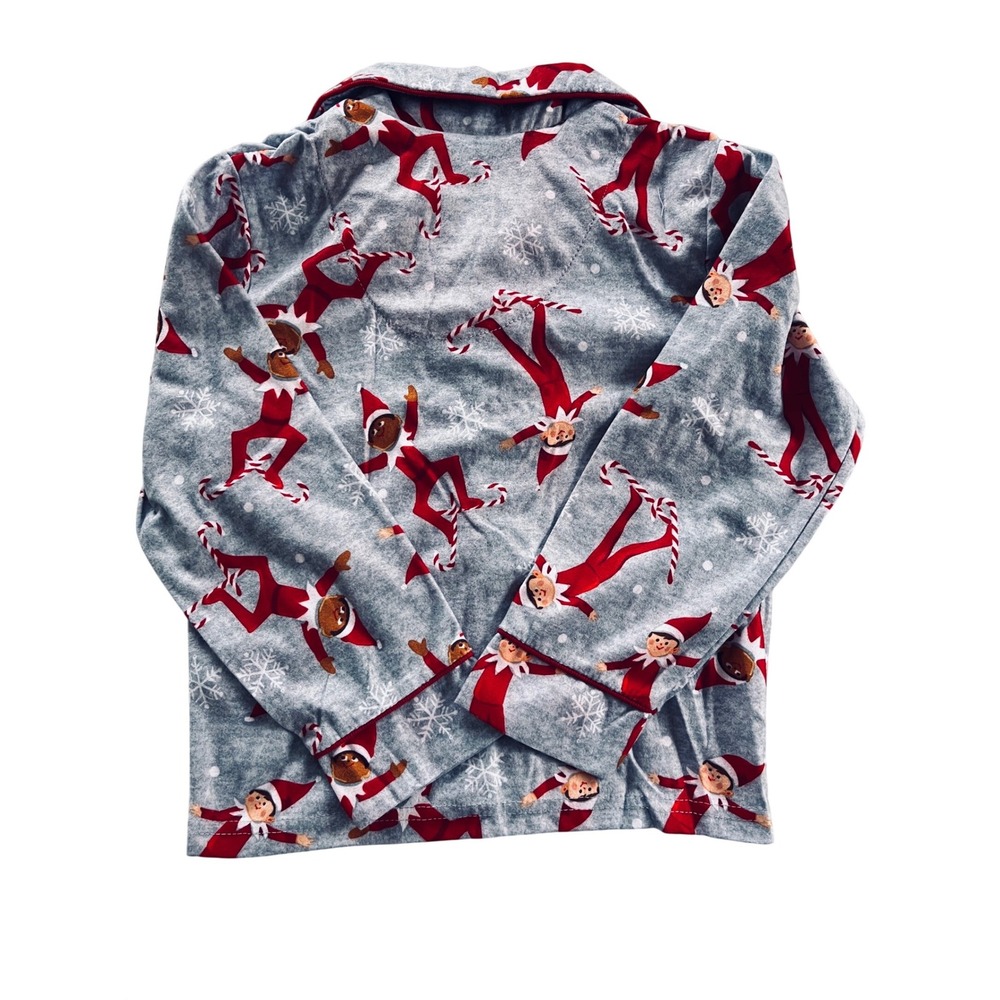 Elf on the Shelf Scout Elf Ski Patrol Pajamas Gray Red Fleece Kids Size 6 NWT - Picture 6 of 7